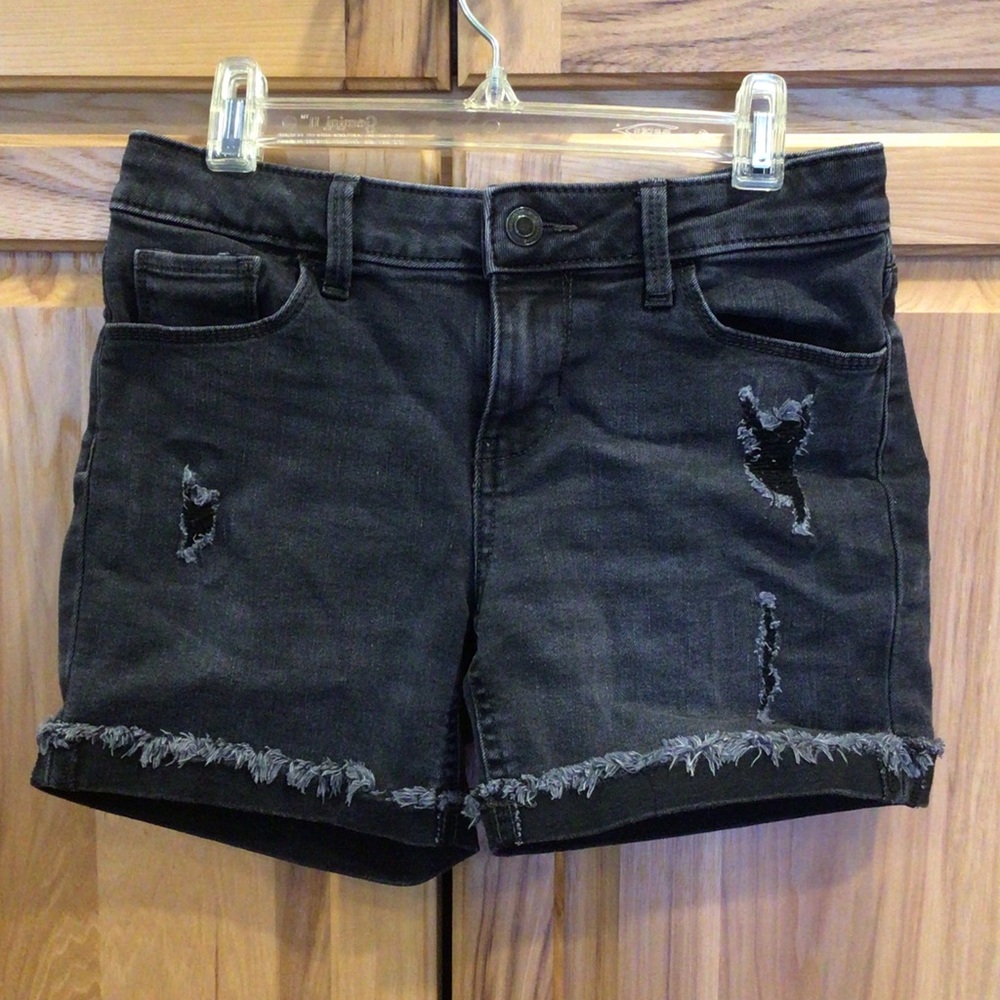 SO Black Distressed Stretch Denim Shorts 12